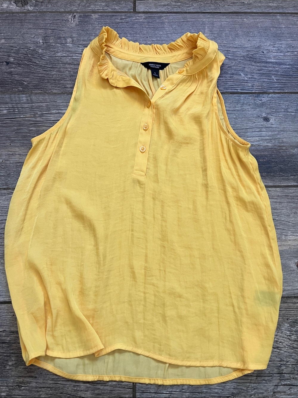 Simply Vera Vera Wang Yellow Ruffle-Neck Sleeveless Camisole